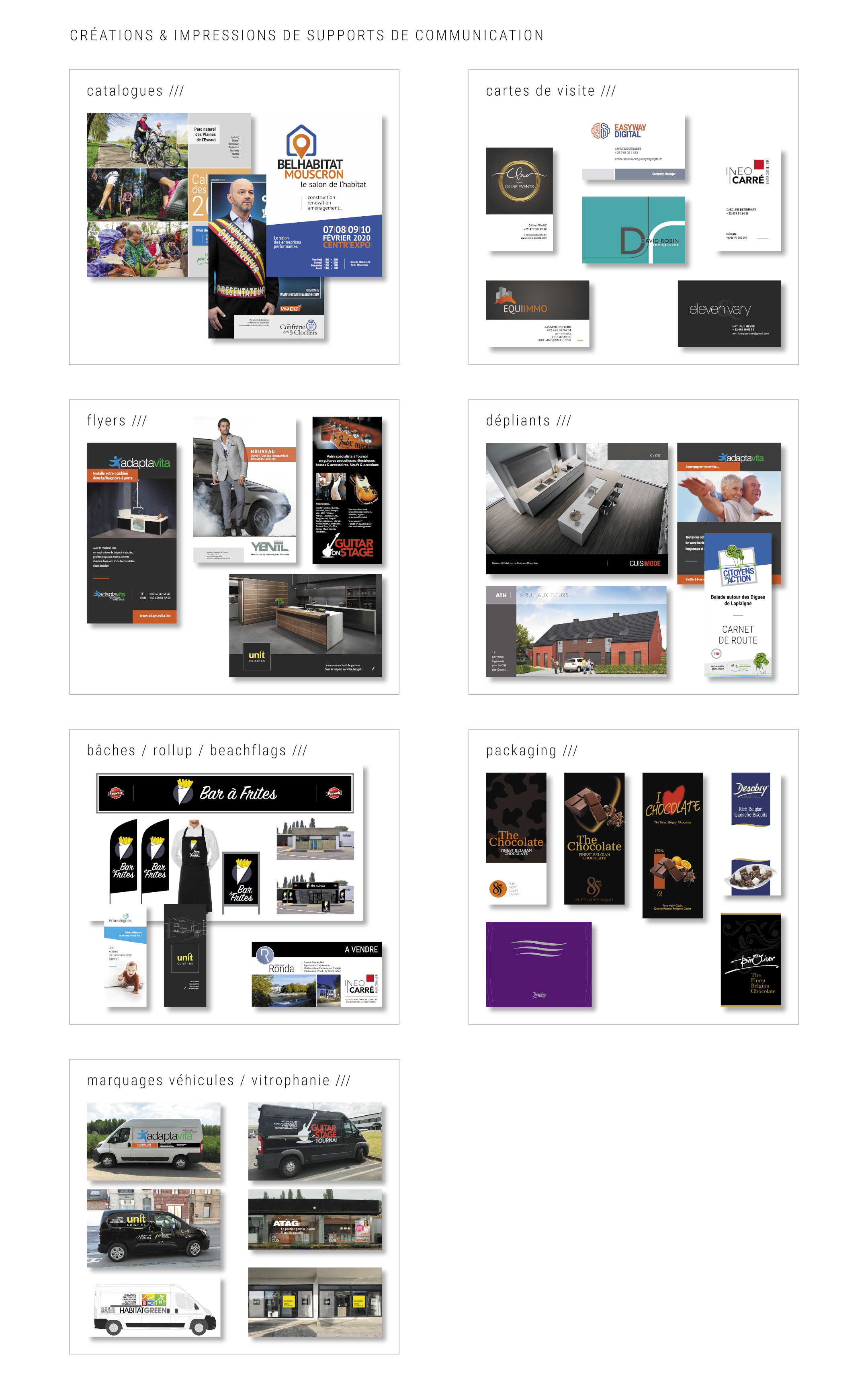 creation impression de supports de communication flyers packaging dépliants catalogue carte de visite